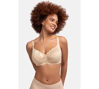 Dorina Damen Philippa Bügel-BH - Jacquard-Mikrogewebe mit Spitzen-Details, U-Back Flügeln, Glänzendem Picot-Elastik und Satin-Schleife, Nude