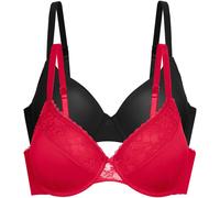 Bügel-BH DORINA "Sonia", Damen, Gr. 70, Cup E, schwarz (rot, schwarz), Spitze, Obermaterial: 65% Polyester, 26% Polyamid, 9% Elasthan, unifarben, BHs Bügel-BH, mit Spitzendetails, verstellbare Träger 