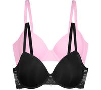 Bügel-BH DORINA "Willa", Damen, Gr. 80, Cup E, schwarz (schwarz, pink), Obermaterial: 57% Polyamid, 33% Polyester, 10% Elasthan, BHs Bügel-BH, gepolsterte Cups, Spitze, uni (23495344-80) schwarz, pink