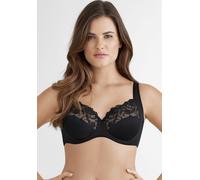 Bügel-BH FELINA "Moments", Damen, Gr. 100, Cup D, schwarz, Spitze, Obermaterial: 79% Polyamid, 15% Polyester, 6% Elasthan, gemustert, unifarben, BHs Bügel-BH, Blütenstickerei, Zierschleife, Komfort-Bü