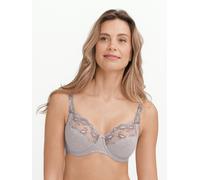 Bügel-BH FELINA "Secret Delight", Damen, Gr. 90, Cup H, grau (pearl grau), Spitze, Obermaterial: 60% Polyester, 26% Polyamid, 14% Elasthan, unifarben, normal, BHs Bügel-BH, mit Spitze, Blumenstickerei