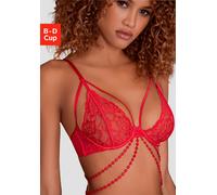 Bügel-BH JETTE, Damen, Gr. 70, Cup D, rot, Microtouch, Obermaterial: 70% Polyamid, 18% Polyester, 12% Elasthan, BHs Bügel-BH, mit aufregender Bänder-Optik, sexy Dessous, Reizwäsche (99226515-70) rot