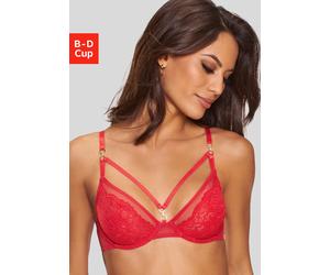 Bügel-BH JETTE, Damen, Gr. 80, Cup C, rot, Spitze, Obermaterial: 90% Polyamid, 10% Elasthan, BHs Bügel-BH, mit aufregenden Ring- und Bänderdetails, sexy Dessous, Reizwäsche (56820130-80) rot