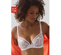 Bügel-BH LASCANA, Damen, Gr. 80, Cup F, weiß, Mesh, Obermaterial: 66% Polyamid, 32% Polyester, 2% Elasthan, BHs Bügel-BH, mit zarter Blumenstickerei und filigranen Accessoires, sexy Dessous (25287324-
