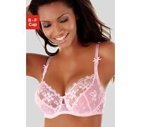 Bügel-BH LASCANA, Damen, Gr. 85, Cup B, rosa (rosé, creme), Spitze, Obermaterial: 60% Polyamid, 20% Elasthan, 20% Polyester, BHs Bügel-BH, mit transparenter Stickerei-Spitze - auch ideal für große Grö