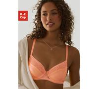 Bügel-BH LASCANA, Damen, Gr. 85, Cup D, orange (neon pfirsich), Spitze, Obermaterial: 88% Polyamid, 12% Elasthan, BHs Bügel-BH, aus feiner Jacquardspitze, sexy Dessous (12236011-85) neon pfirsich