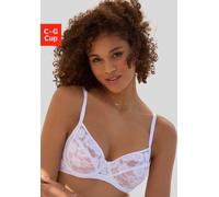 Bügel-BH LASCANA, Damen, Gr. 90, Cup E, weiß, Mesh, Obermaterial: 87% Polyamid, 9% Elasthan, 4% Polyester, BHs Bügel-BH, aus zarter, elastischer Jacquardspitze und feinem Mesh, sexy Dessous (24731830-