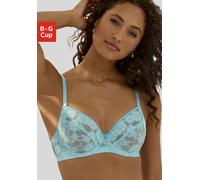 Bügel-BH LASCANA, Damen, Gr. 95, Cup B, blau (türkis), Mesh, Obermaterial: 87% Polyamid, 9% Elasthan, 4% Polyester, BHs Bügel-BH, aus zarter, elastischer Jacquardspitze und feinem Mesh, sexy Dessous (