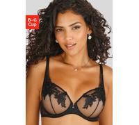 Bügel-BH LASCANA, Damen, Gr. 95, Cup B, schwarz, Mesh, Obermaterial: 85% Polyamid, 8% Polyester, 7% Elasthan, BHs Bügel-BH, mit floraler Stickereiapplikation, transparente Unterwäsche (17040519-95) sc