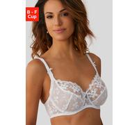 Bügel-BH LASCANA "Dirndl-BH", Damen, Gr. 95, Cup F, weiß, Spitze, Obermaterial: 60% Polyamid, 20% Elasthan, 20% Polyester, BHs Bügel-BH, mit Stickerei-Spitze, als Dessous-Set kombinierbar, große Größe