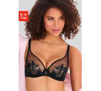 Bügel-BH LASCANA "Gabriella", Damen, Gr. 75, Cup E, schwarz, Spitze, Obermaterial: 80% Polyamid, 15% Elasthan, 5% Polyester, BHs Bügel-BH, mit hauchzarter Stickerei, transparente Unterwäsche (18981136