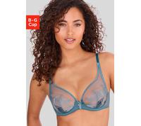 Bügel-BH LASCANA "Gabriella", Damen, Gr. 85, Cup E, blau, multicolor, Spitze, Obermaterial: 80% Polyamid, 15% Elasthan, 5% Polyester, BHs Bügel-BH, mit hauchzarter Stickerei, transparente Unterwäsche 