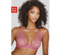 Bügel-BH LASCANA "Gianna", Damen, Gr. 75, Cup E, pink, Spitze, Obermaterial: 54% Polyamid, 46% Polyester, BHs Bügel-BH, aus leicht schimmernder Spitze in transparenter Optik, sexy Dessous (77304206-75