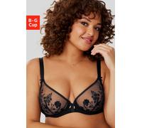 Bügel-BH LASCANA "Maria", Damen, Gr. 85, Cup G, schwarz (uni schwarz), Spitze, Obermaterial: 74% Polyamid, 23% Polyester, 3% Elasthan, BHs Bügel-BH, mit Blumen aus edler Stickereispitze - auch ideal f