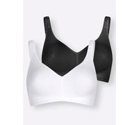 Sheego Komfort-BH ohne Bügel aus dehnbarem Material 80B/C/D weiß + schwarz