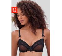 Bügel-BH NUANCE BY LASCANA, Damen, Gr. 100, Cup C, schwarz, Spitze, Obermaterial: 67% Polyamid, 23% Polyester, 10% Elasthan, BHs Bügel-BH, mit dekorativer Schnürung und Zierschleifen, verführerische D