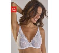 Bügel-BH NUANCE, Damen, Gr. 100, Cup B, silber (weiß, silber), Spitze, Obermaterial: 74% Polyamid, 16% Polyester, 10% Elasthan, BHs Bügel-BH, im High-Apex-Design aus Stickereispitze mit feinen Glitzer