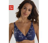 Bügel-BH NUANCE, Damen, Gr. 100, Cup D, blau, Spitze, Obermaterial: 74% Polyamid, 16% Polyester, 10% Elasthan, BHs Bügel-BH, im High-Apex-Design aus Stickereispitze mit feinen Glitzerdetails (94365143