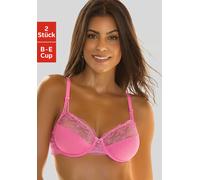 Bügel-BH NUANCE, Damen, Gr. 105, Cup B, pink (pink, weiß), Spitze, Obermaterial: 68% Polyamid, 25% Polyester, 7% Elasthan, BHs Bügel-BH, mit schöner Stickereispitze, Dessous (41061424-105) pink, weiß
