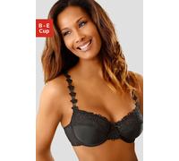 Nuance Bügel-BH mit schöner Stickereispitze am Obercup und den Trägern, Dessous, schwarz, color=schwarz|cupSize=E|size=80