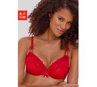 Bügel-BH NUANCE, Damen, Gr. 90, Cup F, rot, Spitze, Obermaterial: 67% Polyamid, 23% Polyester, 10% Elasthan, BHs Bügel-BH, mit dekorativer Schnürung und Zierschleifen, verführerische Dessous (49743759