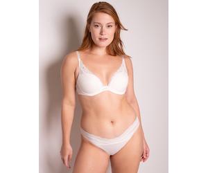Bügel-BH PASSIONATA "BROOKLYN", Damen, Gr. 85, Cup F, talc, Obermaterial: 83% Polyamid, 17% Elasthan, BHs Bügel-BH, zarte, florale Spitze, dünne Schalen, glatte Cups, tiefes Dekolleté (47032254-85) ta
