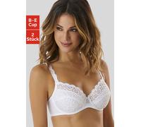 Bügel-BH PETITE FLEUR, Damen, Gr. 90, Cup C, weiß (2xweiß), Spitze, Obermaterial: 90% Polyamid, 10% Elasthan, BHs BH Spitzenwäsche Spitzen-BH Bügelloser-BH, aus Spitze, mit dekorativen Trägern, Dessou