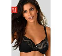Bügel-BH PETITE FLEUR GOLD, Damen, Gr. 85, Cup D, schwarz, Spitze, Obermaterial: 88% Polyamid, 12% Elasthan, BHs BH Spitzenwäsche Spitzen-BH Bügel-BH, mit Obercup aus floraler Spitze, sexy Dessous (87