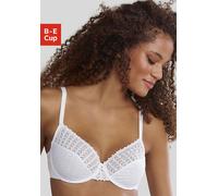 Bügel-BH S.OLIVER "Lilou", Damen, Gr. 70, Cup C, weiß, Spitze, Obermaterial: 85% Polyamid, 12% Elasthan, 3% Polyester, Basic, BHs Bügel-BH, mit transparenten Obercups aus graphischer Spitze, Dessous (