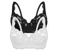 Bügel-BH SASSA "2er Pack Bügel BH CLASSIC LACE", Damen, Gr. 80, Cup D, bunt (schwarz weiß), Obermaterial: 90% Polyamid PA. 10% Elasthan EL., BHs Bügel-BH (90999657-80) schwarz weiß