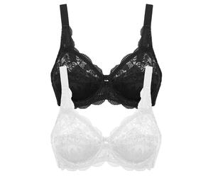 Bügel-BH SUSA "2er Pack Bügel BH Latina", Damen, Gr. 105, Cup B, bunt (schwarz weiß), Obermaterial: 77% Polyamid PA. 15% Baumwolle CO. 8% Elasthan EL., BHs Bügel-BH (32457047-105) schwarz weiß