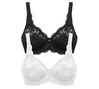 Bügel-BH SUSA "2er Pack Bügel BH Latina", Damen, Gr. 90, Cup E, bunt (schwarz weiß), Obermaterial: 77% Polyamid PA. 15% Baumwolle CO. 8% Elasthan EL., BHs Bügel-BH (95802664-90) schwarz weiß