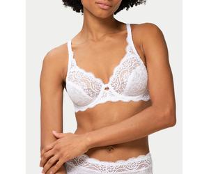 Bügel-BH TRIUMPH "Amourette 300", Damen, Gr. 70, Cup E, weiß, Spitze, Obermaterial: 73% Polyamid, 20% Elasthan (LYCRA), 7% Baumwolle, geblümt, unifarben, BHs Bügel-BH, mit floraler Stretch-Spitze (946