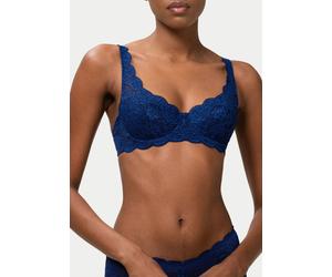Bügel-BH TRIUMPH "Amourette 300 WHP X", Damen, Gr. 85, Cup E, blau (deep water), Spitze, Obermaterial: 56% Polyamid, 19% Baumwolle, 17% Elasthan, 8% Polyester, unifarben, BHs Bügel-BH, mit Stretch-Spi