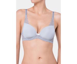 Bügel-BH TRIUMPH "Amourette Spotlight WHP X", Damen, Gr. 80, Cup E, grau (grau combination), Microtouch, Obermaterial: 49% Polyamid, 34% Polyester, 17% Elasthan, BHs Bügel-BH, florales Spitzen-Design,