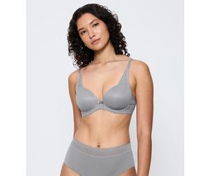 Bügel-BH TRIUMPH "Aura Spotlight T", Damen, Gr. 75, Cup C, grau shadow, Microtouch, Obermaterial: 59% Polyethylen, 35% Polyamid, 6% Elasthan, BHs Bügel-BH, moderne Spitze, weich, leicht gepolstert, Sp