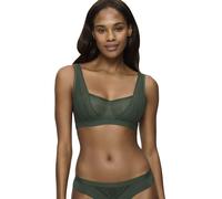 Bügel-BH TRIUMPH "Aura Spotlight T", Damen, Gr. 80, Cup F, grün (grün kiss), Spitze, Obermaterial: 85% Polyamid, 15% Elasthan, unifarben, BHs Bügel-BH, moderne Grafikspitze, eckiger Ausschnitt (987105