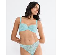 Bügel-BH TRIUMPH "Palina Moonlight Kiss", Damen, Gr. 70, Cup G, capri blau, Spitze, Obermaterial: 79% Polyamid, 21% Elasthan, BHs Bügel-BH, Triumph x Palina Rojinski, mit Spitze und Glitzergarn (12475