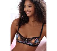 Bügel-BH VIVANCE, Damen, Gr. 75, Cup C, schwarz (schwarz, multicolor), Spitze, Obermaterial: 90% Polyamid, 10% Elasthan, BHs Bügel-BH, in Balconette-Schnittform, aus bunter, floraler Spitze, sexy Dess