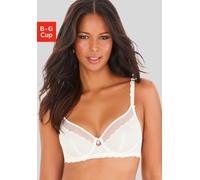 Bügel-BH VIVANCE, Damen, Gr. 75, Cup F, beige (creme), Spitze, Obermaterial: 92% Polyamid, 8% Elasthan, BHs Bügel-BH, mit hübschen Spitzenträgern, sexy Dessous (36753956-75) creme