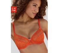 Bügel-BH VIVANCE "Julia", Damen, Gr. 80, Cup E, orange (mandarine), Obermaterial: 88% Polyamid, 12% Elasthan, BHs Bügel-BH, aus blumiger Spitze, im hübschen Balconnet-Schnitt, Dessous (12717345-80) ma