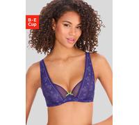 Bügel-BH VIVANCE "Madita", Damen, Gr. 85, Cup C, blau, Spitze, Obermaterial: 65% Polyamid, 25% Polyester, 10% Elasthan, BHs Bügel-BH, im High-Apex-Design aus Spitze mit „LOVE“-Schriftzug, sexy Dessous
