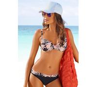 Bügel-Bikini BUFFALO, Damen, Gr. 38, Cup B, bunt (braun, apricot), Recycling-Polyamid, bedruckt, floral, gepunktet, Bikini-Sets Bügel-Bikini, im Mustermix (24954513-38) braun, apricot