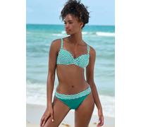 Bügel-Bikini JETTE, Damen, Gr. 40, Cup E, grün (grün, weiß), Polyamid, bedruckt, Bikini-Sets Bügel-Bikini, im trendigen Zick-Zack-Design (57691417-40) grün, weiß