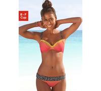 Bügel-Bikini KANGAROOS, Damen, Gr. 36, Cup C, orange (orange, gelb), Polyamid, Animalprint, Bikini-Sets Bügel-Bikini, mit trendigen Details im Leoprint (863445-36) orange, gelb