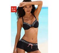 Bügel-Bikini KANGAROOS, Damen, Gr. 40, Cup B, schwarz, Polyamid, kontrastfarbene Details, unifarben mit Farbeinsatz, Bikini-Sets Bügel-Bikini, mit modischem Print, verstellbare Träger (207116-40) schw