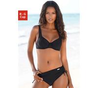 Bügel-Bikini LASCANA "Annelie", Damen, Gr. 38, Cup D, schwarz, Polyamid, unifarben, Bikini-Sets Bügel-Bikini, mit seitlich geraffter Bikinihose, Topseller (17476812-38) schwarz