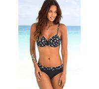 Bügel-Bikini LASCANA, Damen, Gr. 36, Cup C, schwarz-weiß (schwarz, weiß), Polyamid, gepunktet, Bikini-Sets Bügel-Bikini, mit einer schlichten Schlaufe zwischen den Cups (467641-36) schwarz, weiß