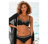 Bügel-Bikini LASCANA, Damen, Gr. 38, Cup B, gold (schwarz, weiß, goldfarben), Polyamid, gestreift, Bikini-Sets Bügel-Bikini, mit goldfarbenen Streifen (63033153-38) schwarz, weiß, goldfarben