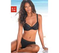 Bügel-Bikini LASCANA, Damen, Gr. 40, Cup D, schwarz, Polyamid, unifarben, Bikini-Sets Bügel-Bikini, mit Ziernieten (31010703-40) schwarz